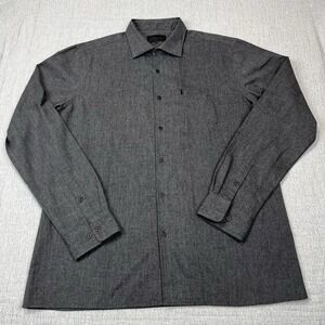 Robert Comstock XL Gray Button Up Shirt 100%‎ Cotton Zipper Pocket